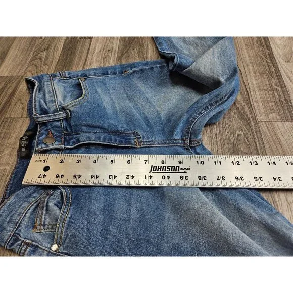 Black Label Juniors Size 1 Fringe Hem Whiskered Cropped Denim Blue Jeans - Picture 13 of 14